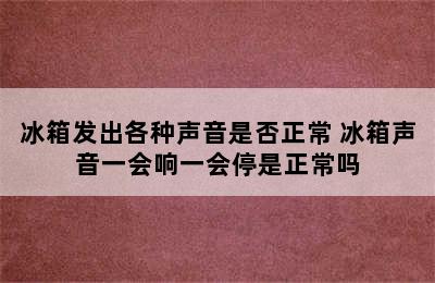 冰箱发出各种声音是否正常 冰箱声音一会响一会停是正常吗